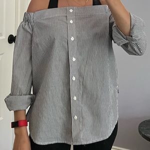 Off-Shoulder Faux Button-down Top